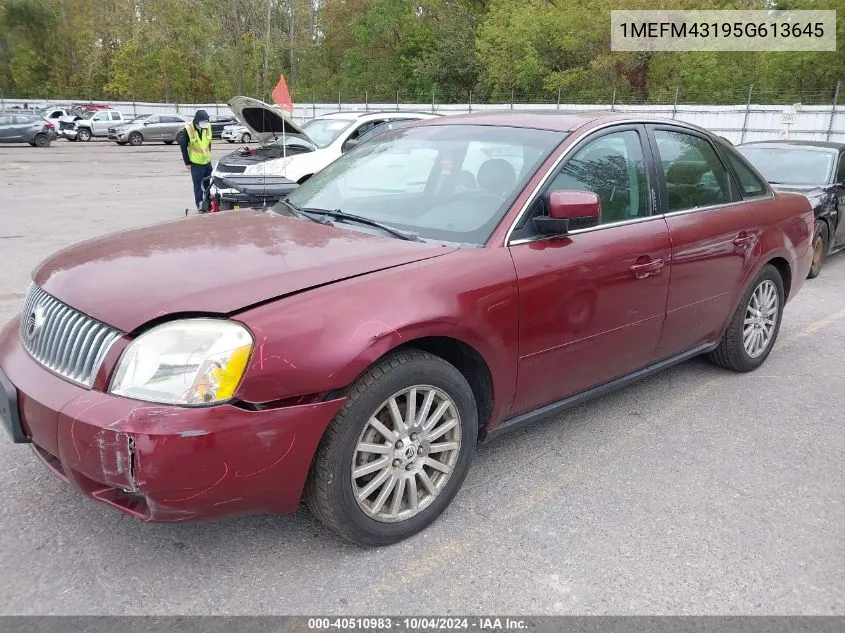 2005 Mercury Montego Premier VIN: 1MEFM43195G613645 Lot: 40510983