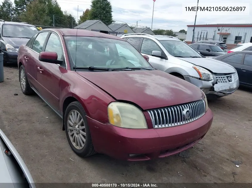 2005 Mercury Montego Premier VIN: 1MEFM42105G626897 Lot: 40588170