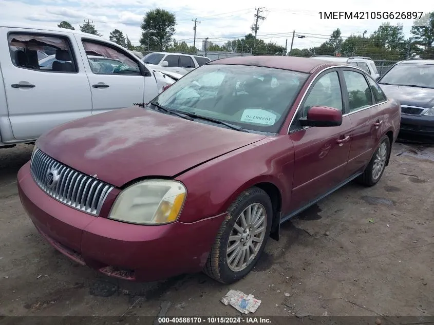 2005 Mercury Montego Premier VIN: 1MEFM42105G626897 Lot: 40588170