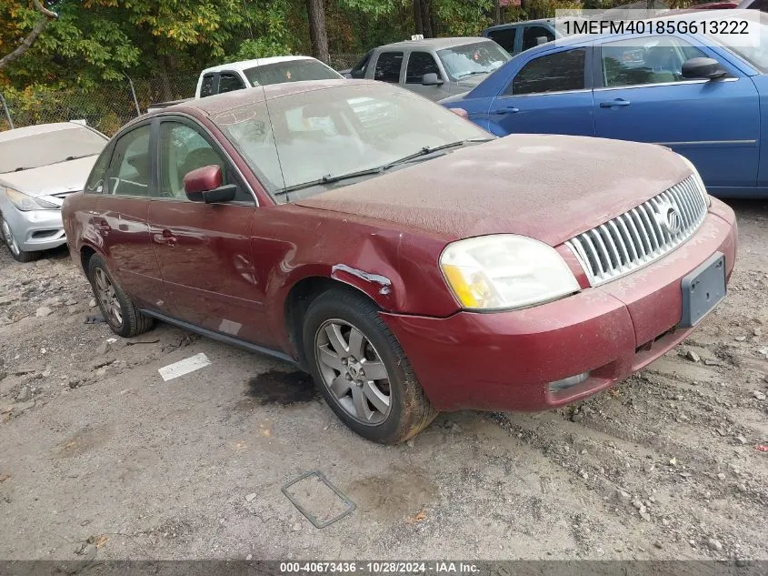 2005 Mercury Montego Luxury VIN: 1MEFM40185G613222 Lot: 40673436