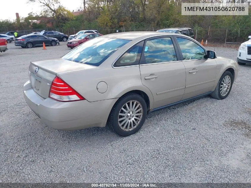 2005 Mercury Montego Premier VIN: 1MEFM43105G620788 Lot: 40792194