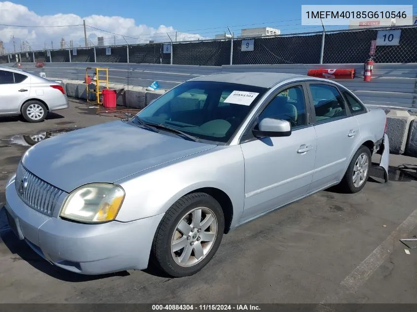 2005 Mercury Montego Luxury VIN: 1MEFM40185G610546 Lot: 40884304