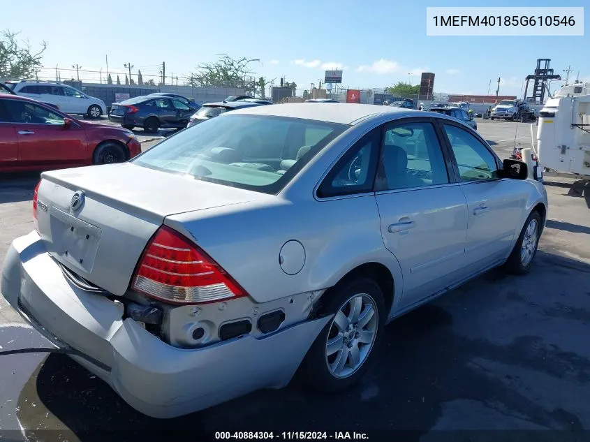 2005 Mercury Montego Luxury VIN: 1MEFM40185G610546 Lot: 40884304