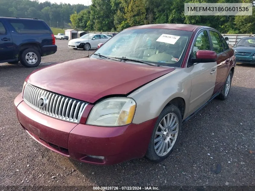 2006 Mercury Montego Premier VIN: 1MEFM43186G601536 Lot: 39828726