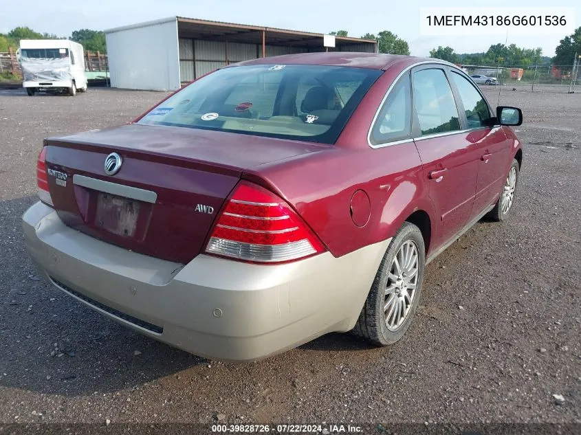 1MEFM43186G601536 2006 Mercury Montego Premier