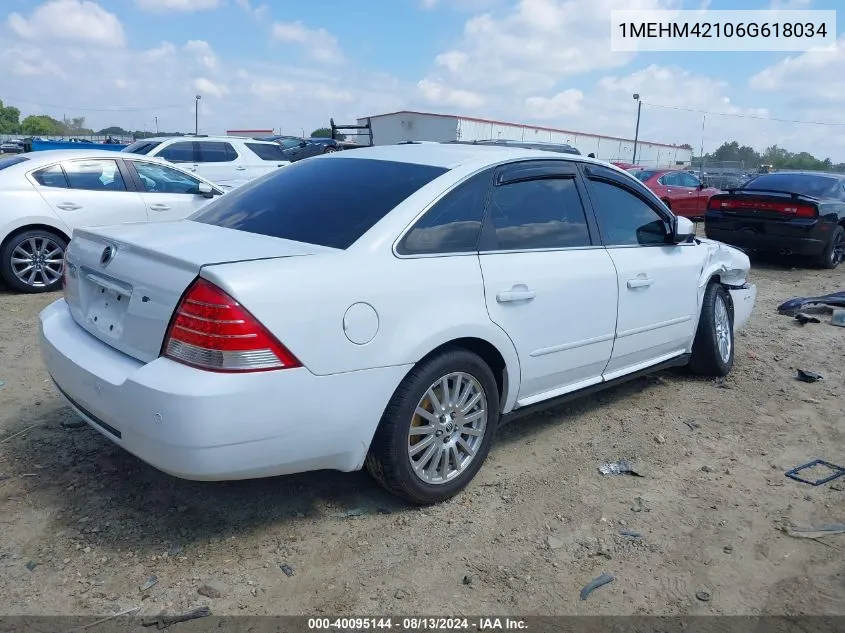 2006 Mercury Montego Premier VIN: 1MEHM42106G618034 Lot: 40095144