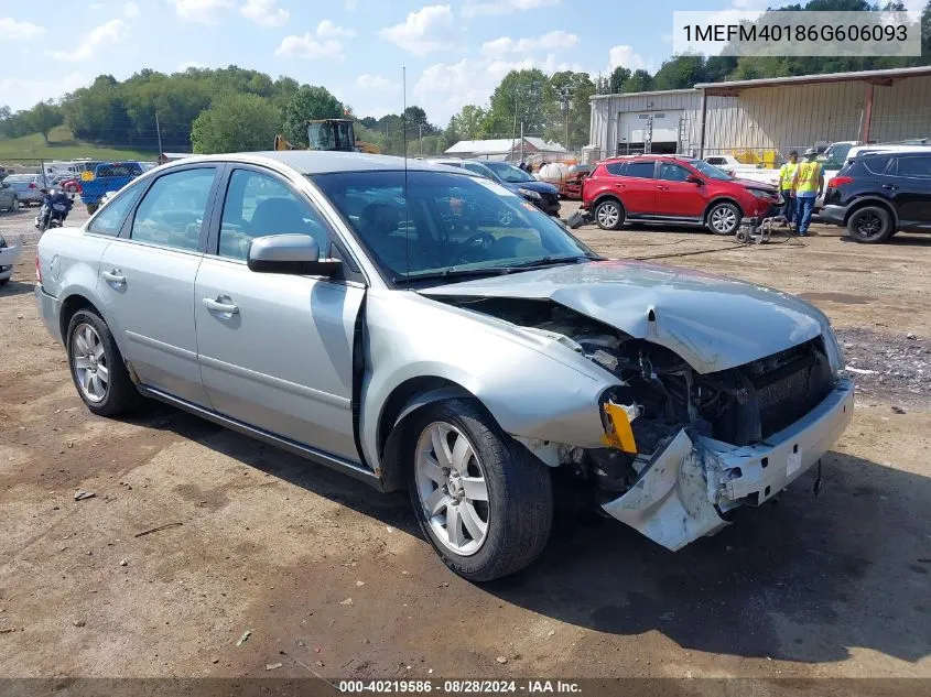 2006 Mercury Montego Luxury VIN: 1MEFM40186G606093 Lot: 40219586