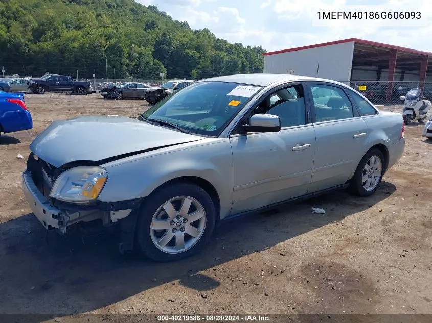 2006 Mercury Montego Luxury VIN: 1MEFM40186G606093 Lot: 40219586