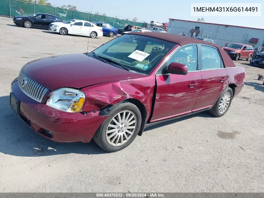 2006 Mercury Montego Premier VIN: 1MEHM431X6G614491 Lot: 40370232