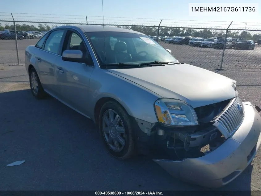 2007 Mercury Montego Premier VIN: 1MEHM42167G611736 Lot: 40538609