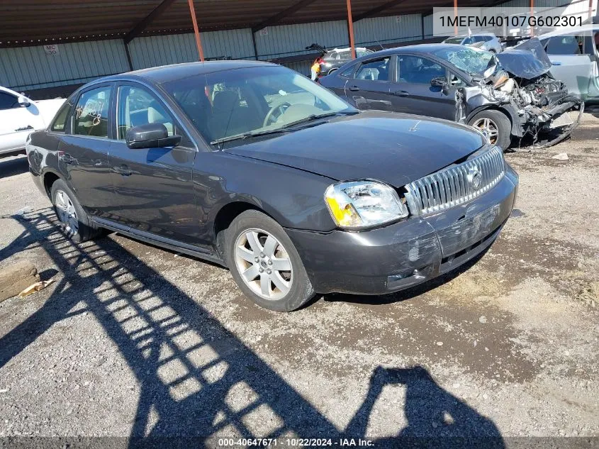 2007 Mercury Montego Luxury VIN: 1MEFM40107G602301 Lot: 40647671