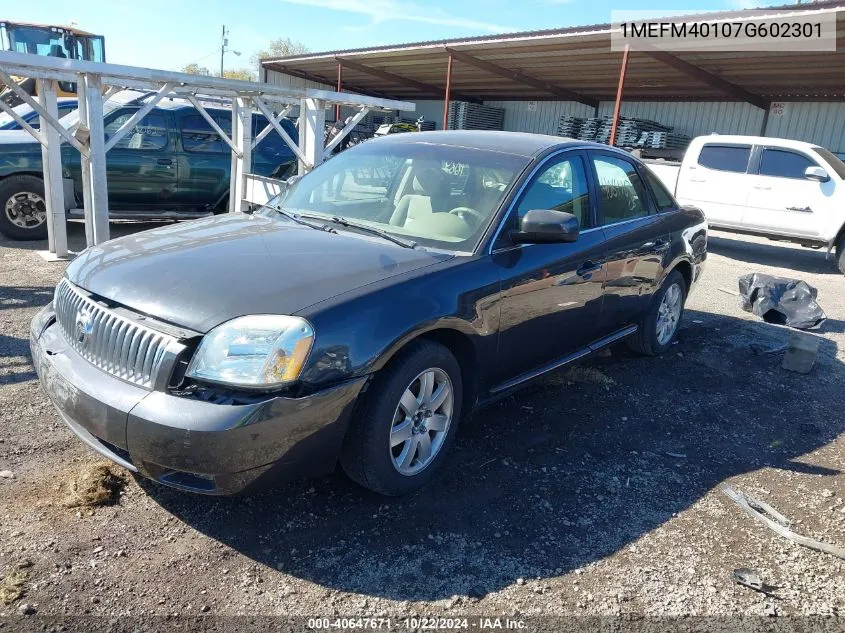 2007 Mercury Montego Luxury VIN: 1MEFM40107G602301 Lot: 40647671