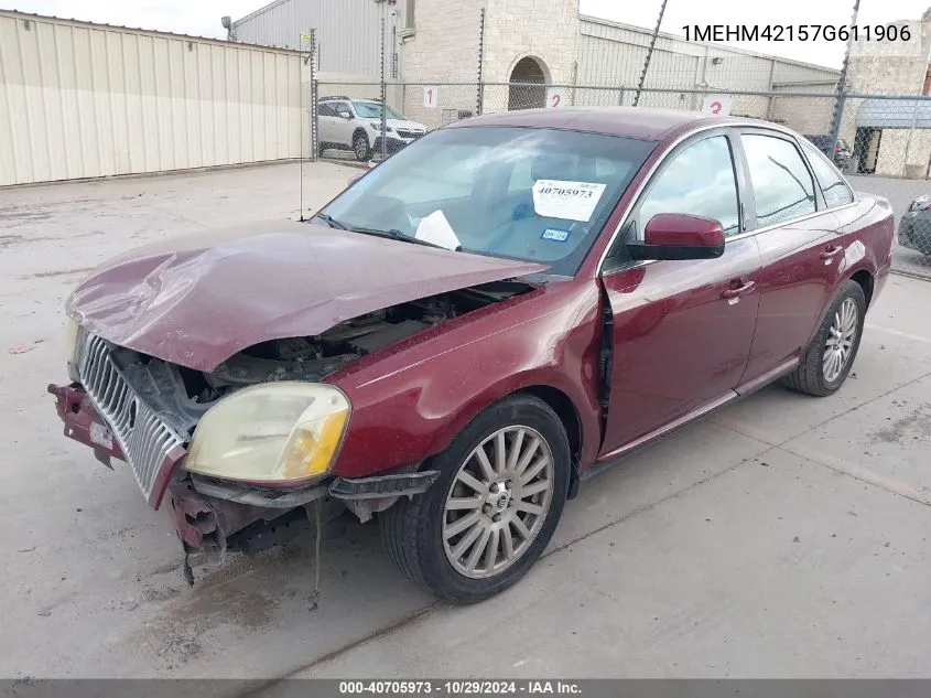 2007 Mercury Montego Premier VIN: 1MEHM42157G611906 Lot: 40705973