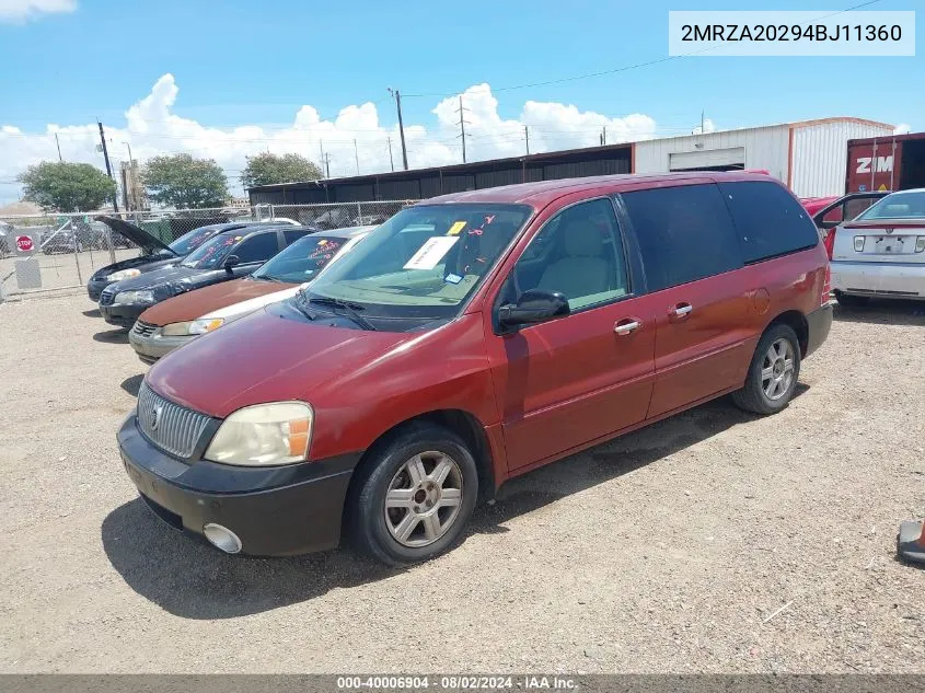 2004 Mercury Monterey VIN: 2MRZA20294BJ11360 Lot: 40006904