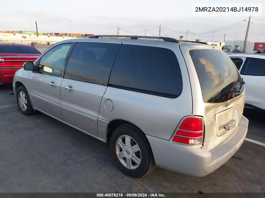 2004 Mercury Monterey VIN: 2MRZA20214BJ14978 Lot: 40076218