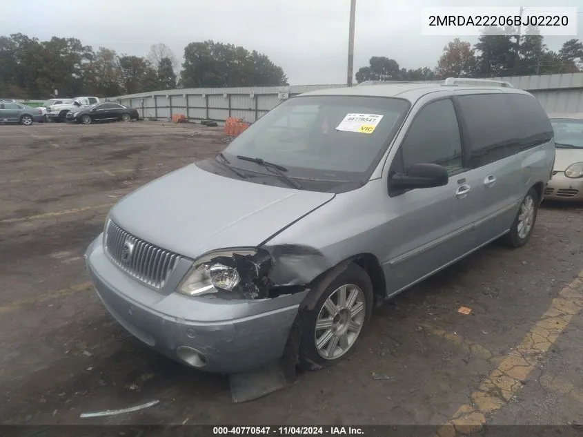 2006 Mercury Monterey Luxury VIN: 2MRDA22206BJ02220 Lot: 40770547