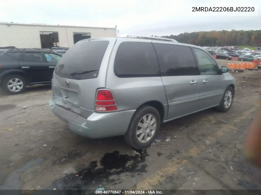 2006 Mercury Monterey Luxury VIN: 2MRDA22206BJ02220 Lot: 40770547