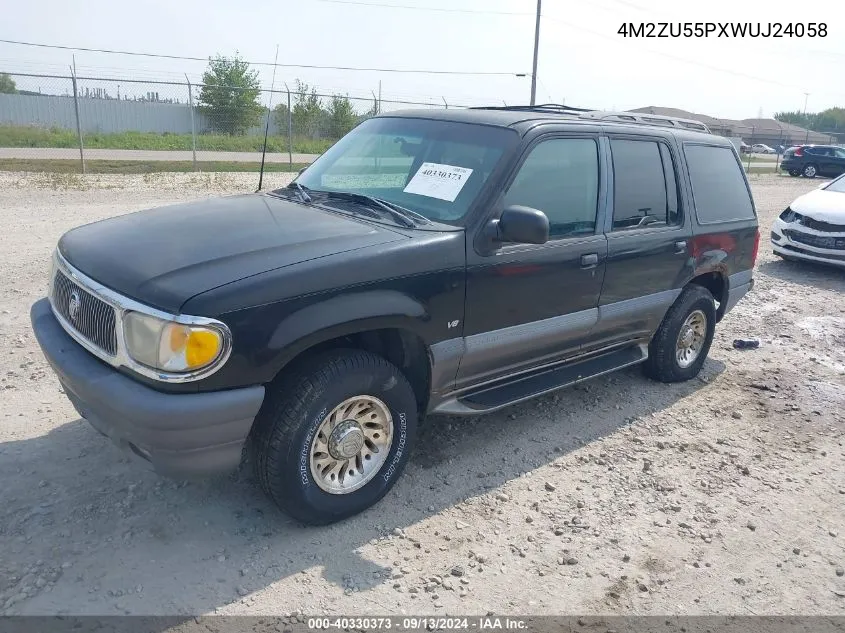 1998 Mercury Mountaineer VIN: 4M2ZU55PXWUJ24058 Lot: 40330373