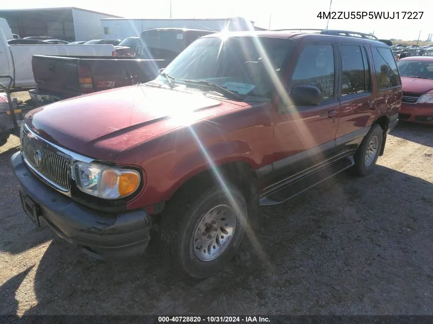 1998 Mercury Mountaineer VIN: 4M2ZU55P5WUJ17227 Lot: 40728820