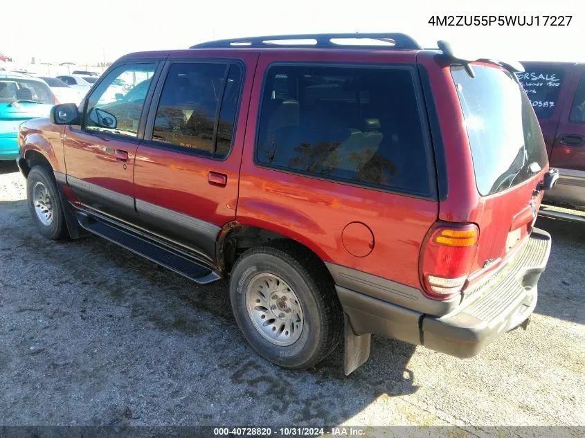 1998 Mercury Mountaineer VIN: 4M2ZU55P5WUJ17227 Lot: 40728820