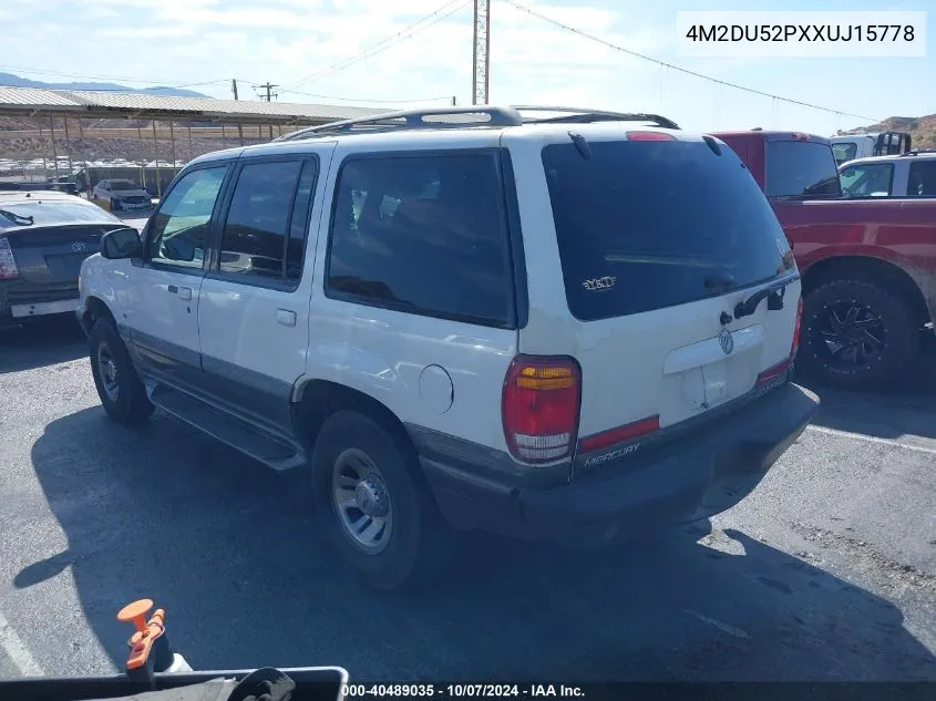 1999 Mercury Mountaineer VIN: 4M2DU52PXXUJ15778 Lot: 40489035