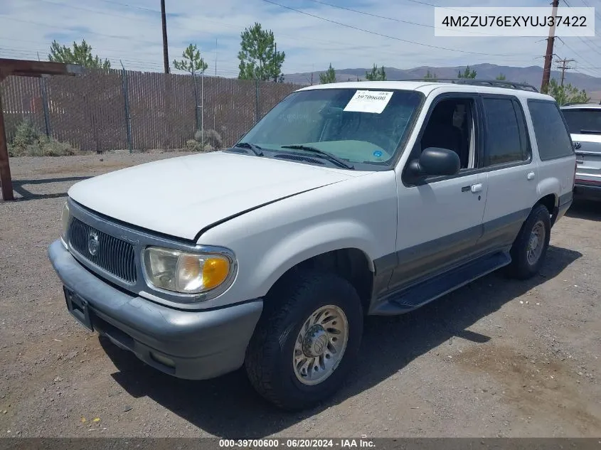 2000 Mercury Mountaineer VIN: 4M2ZU76EXYUJ37422 Lot: 39700600