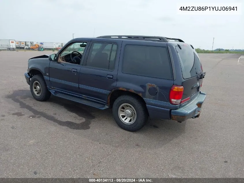 2000 Mercury Mountaineer VIN: 4M2ZU86P1YUJ06941 Lot: 40134113