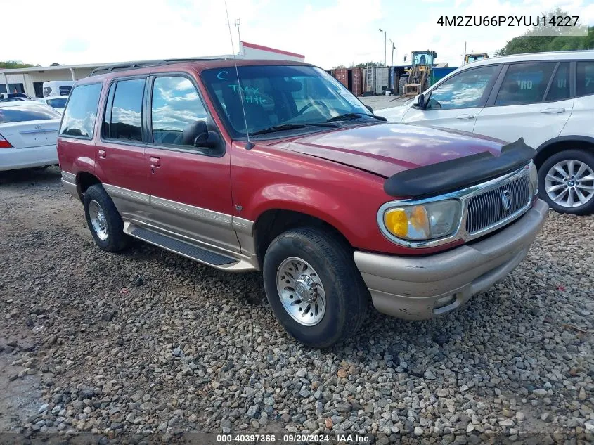 2000 Mercury Mountaineer VIN: 4M2ZU66P2YUJ14227 Lot: 40397366