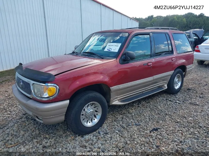 2000 Mercury Mountaineer VIN: 4M2ZU66P2YUJ14227 Lot: 40397366