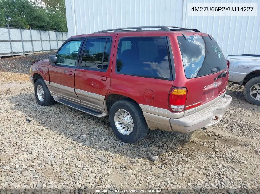 2000 Mercury Mountaineer VIN: 4M2ZU66P2YUJ14227 Lot: 40397366