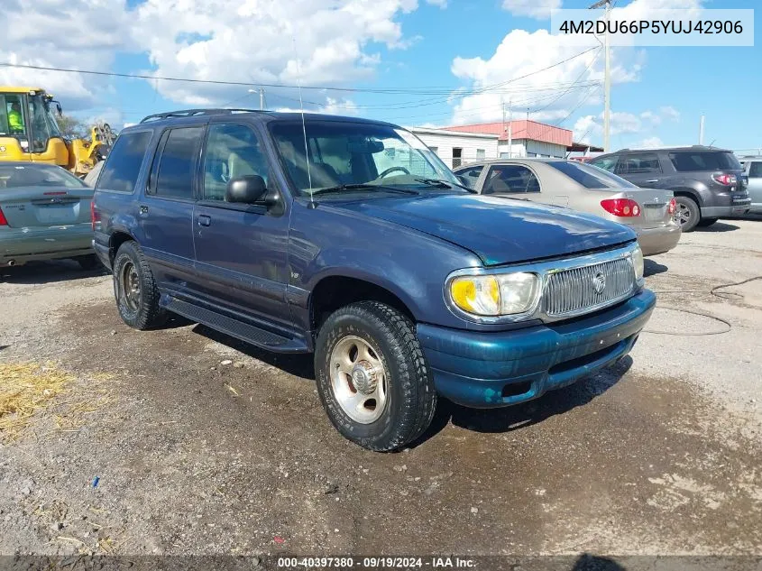 2000 Mercury Mountaineer VIN: 4M2DU66P5YUJ42906 Lot: 40397380