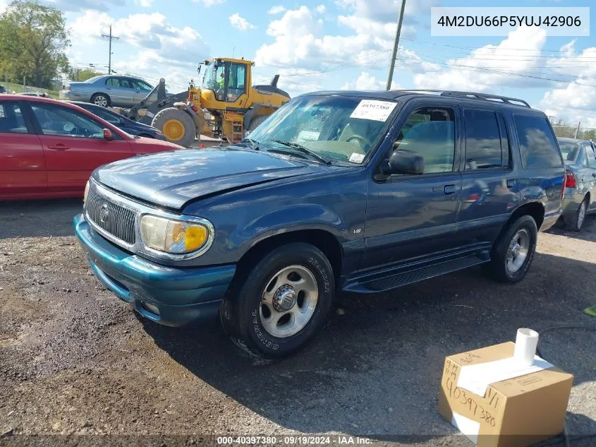 2000 Mercury Mountaineer VIN: 4M2DU66P5YUJ42906 Lot: 40397380