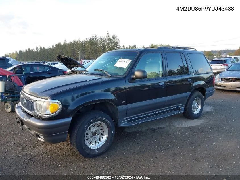 2000 Mercury Mountaineer VIN: 4M2DU86P9YUJ43438 Lot: 40480962