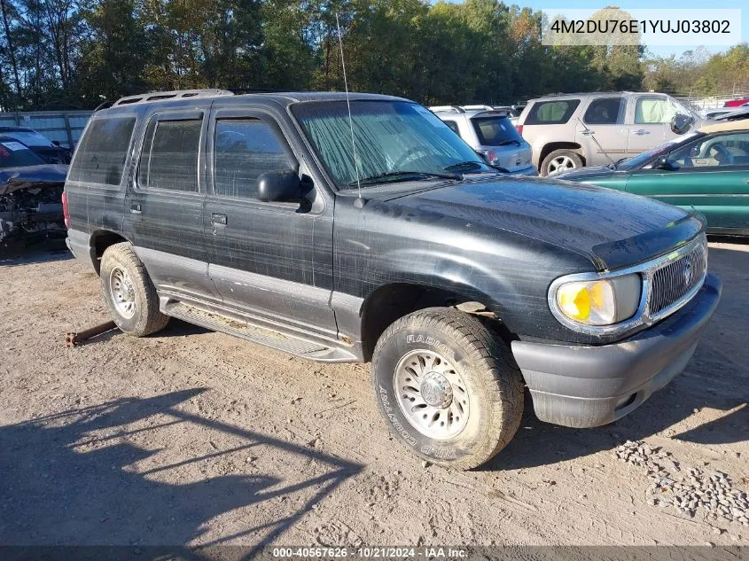 2000 Mercury Mountaineer VIN: 4M2DU76E1YUJ03802 Lot: 40567626