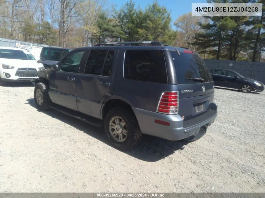 2002 Mercury Mountaineer VIN: 4M2DU86E12ZJ04268 Lot: 39266929