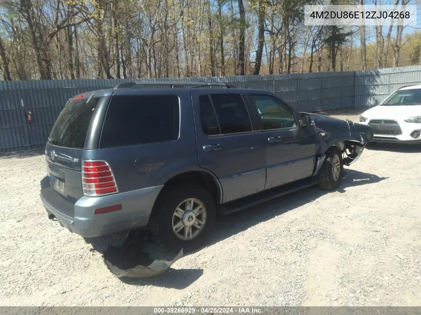 2002 Mercury Mountaineer VIN: 4M2DU86E12ZJ04268 Lot: 39266929