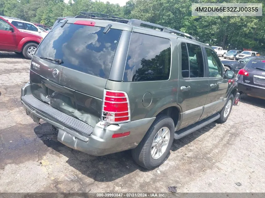 2002 Mercury Mountaineer VIN: 4M2DU66E32ZJ00355 Lot: 39993847