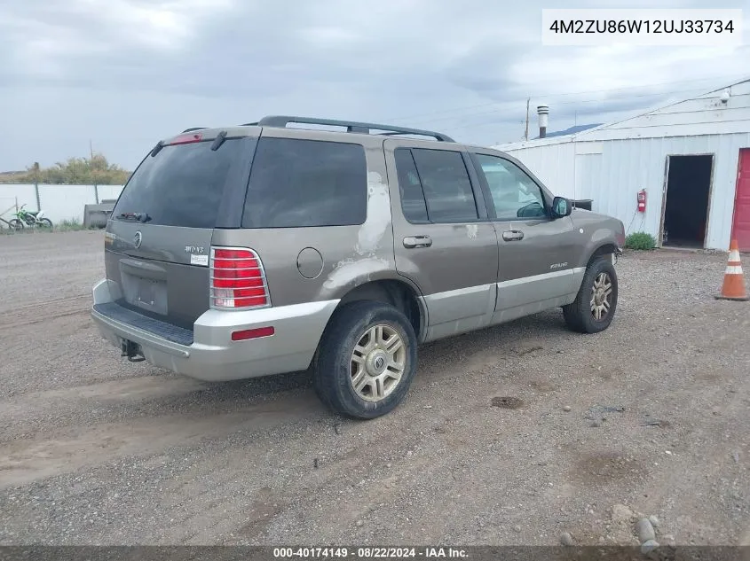 2002 Mercury Mountaineer VIN: 4M2ZU86W12UJ33734 Lot: 40174149