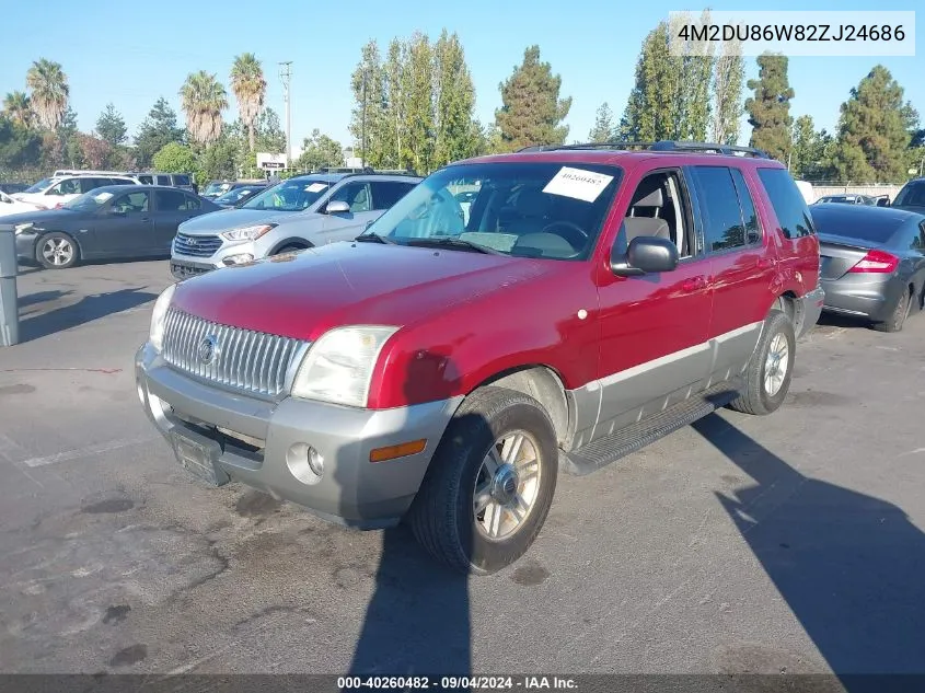 2002 Mercury Mountaineer VIN: 4M2DU86W82ZJ24686 Lot: 40260482