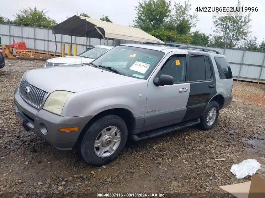 2002 Mercury Mountaineer VIN: 4M2ZU86E62UJ19996 Lot: 40307116