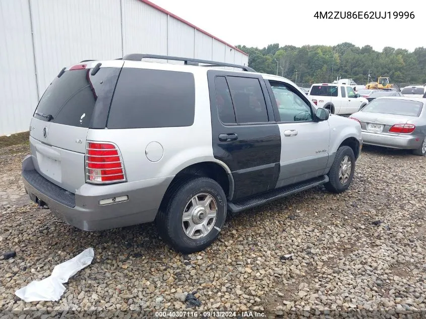 2002 Mercury Mountaineer VIN: 4M2ZU86E62UJ19996 Lot: 40307116