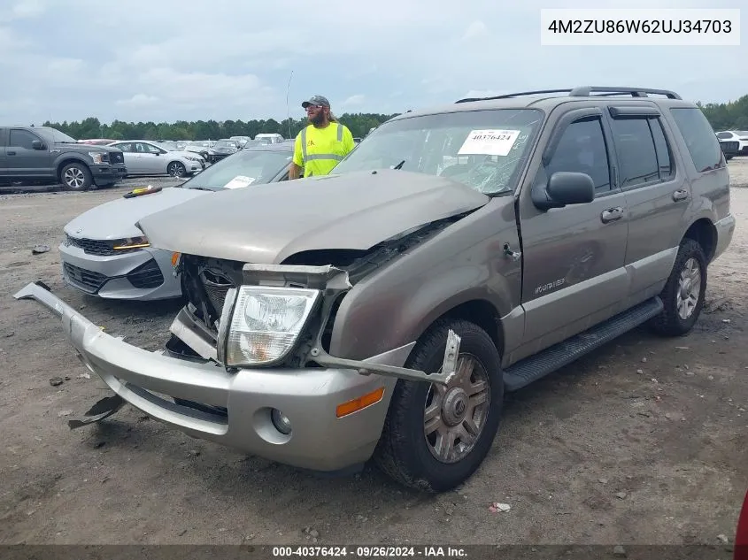 2002 Mercury Mountaineer VIN: 4M2ZU86W62UJ34703 Lot: 40376424