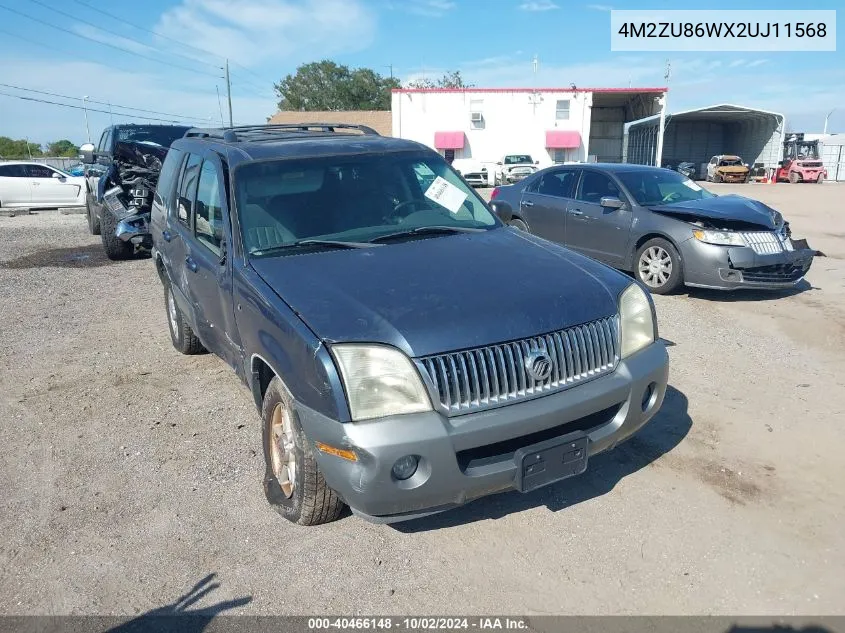 2002 Mercury Mountaineer VIN: 4M2ZU86WX2UJ11568 Lot: 40466148