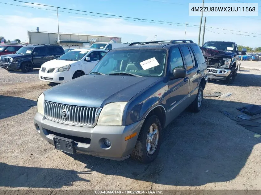 2002 Mercury Mountaineer VIN: 4M2ZU86WX2UJ11568 Lot: 40466148