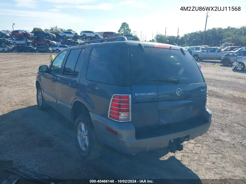 2002 Mercury Mountaineer VIN: 4M2ZU86WX2UJ11568 Lot: 40466148