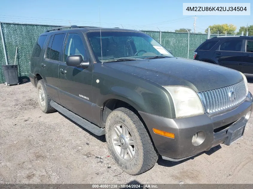 2002 Mercury Mountaineer VIN: 4M2ZU86K42UJ34504 Lot: 40501238