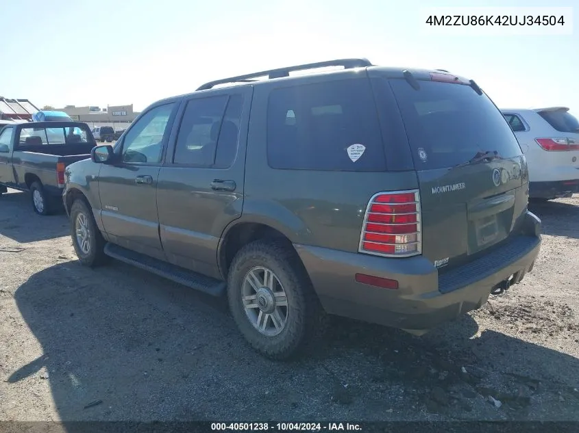 2002 Mercury Mountaineer VIN: 4M2ZU86K42UJ34504 Lot: 40501238