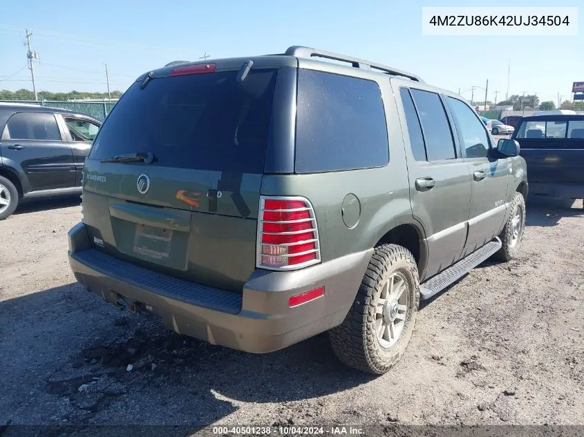 2002 Mercury Mountaineer VIN: 4M2ZU86K42UJ34504 Lot: 40501238