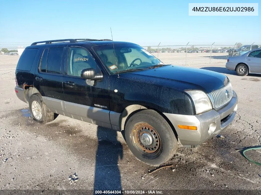 2002 Mercury Mountaineer VIN: 4M2ZU86E62UJ02986 Lot: 40544304