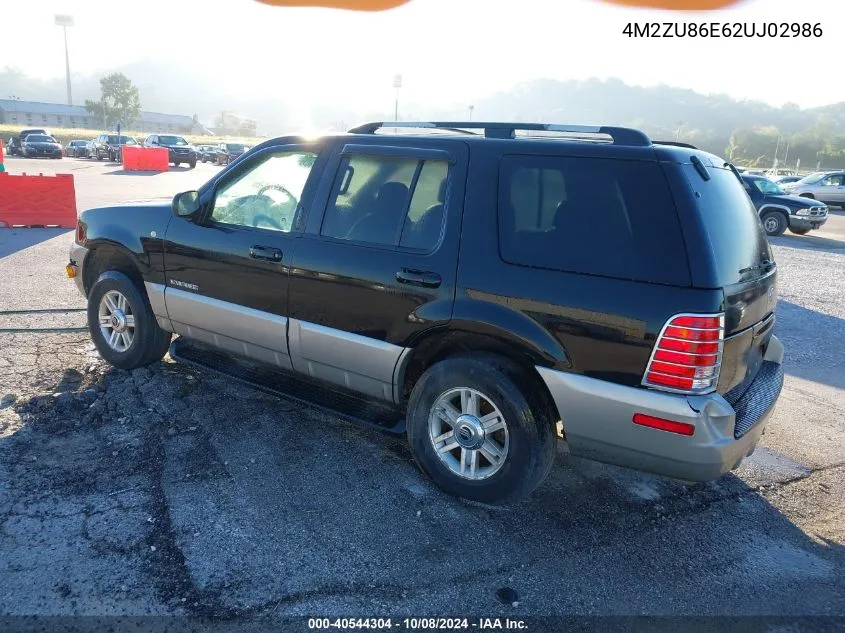 2002 Mercury Mountaineer VIN: 4M2ZU86E62UJ02986 Lot: 40544304